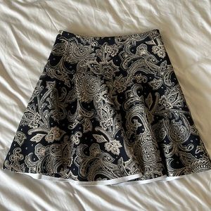 Navy and Tan Printed Skirt